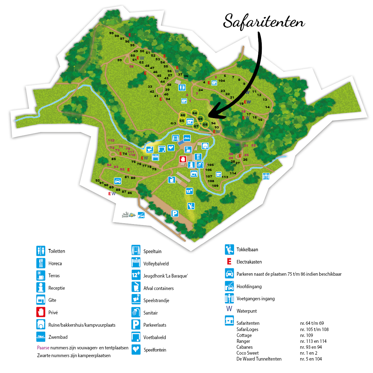 Plattegrond camping La Bonne Source - Safaritenten